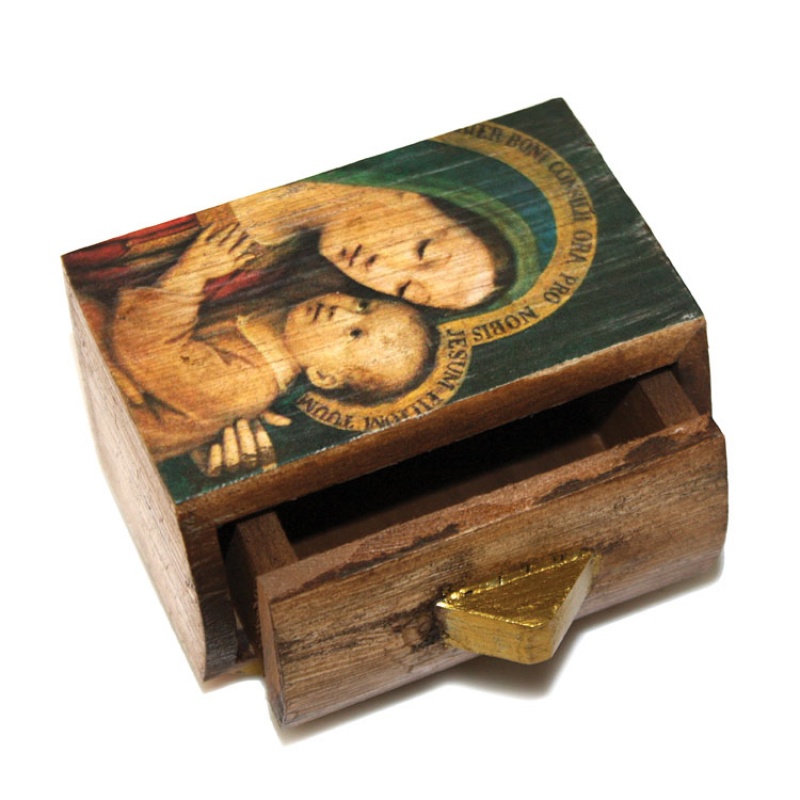 WOODEN BOX MADONNA PULL OUT DRAWER
