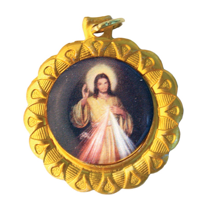 OXY MEDAL ROUND GOLD  DIVINE MERCY SIZE 1.25"