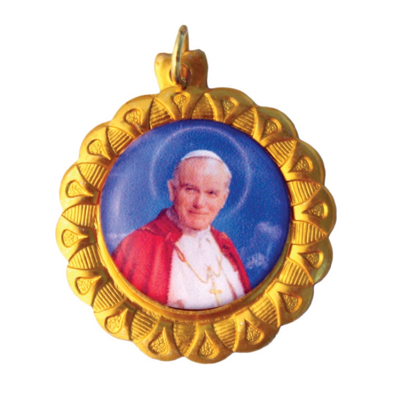 OXY MEDAL ROUND GOLD POPE JOHN PAUL II SIZE 1.25"
