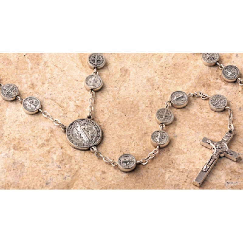 RSY METAL BEADS AND CRUCIFIX ST BENEDICT 24" 9MM