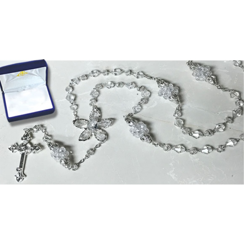 RSY SILVER CHAIN W/ CLEAR BEADS 22" WITH  DB