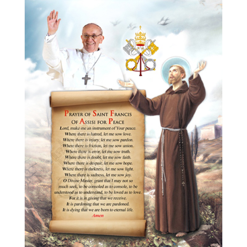 POPE FRANCIS WITH ST FRANCIS CARDED 8X10