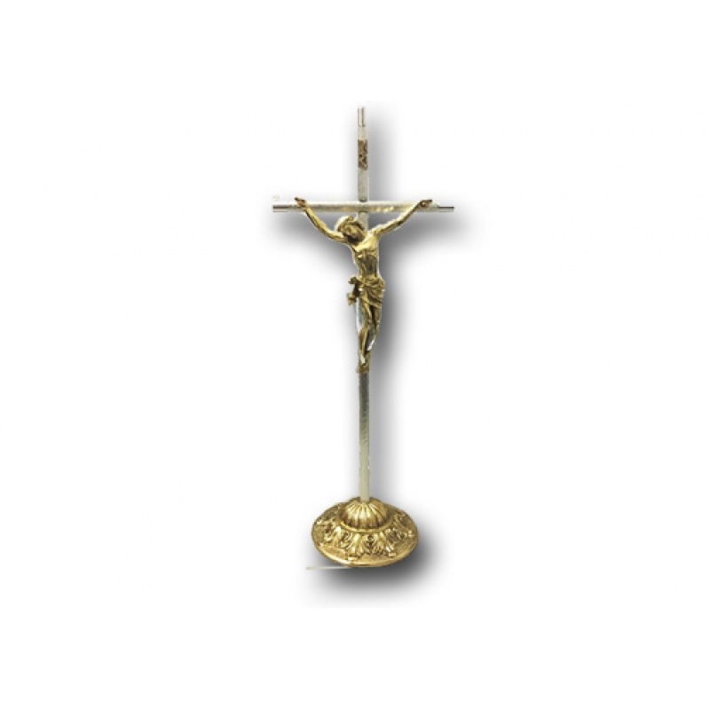 CRUCIFIX WITH GOLD CORPUS AND GOLD BASE (16 x 6)"
