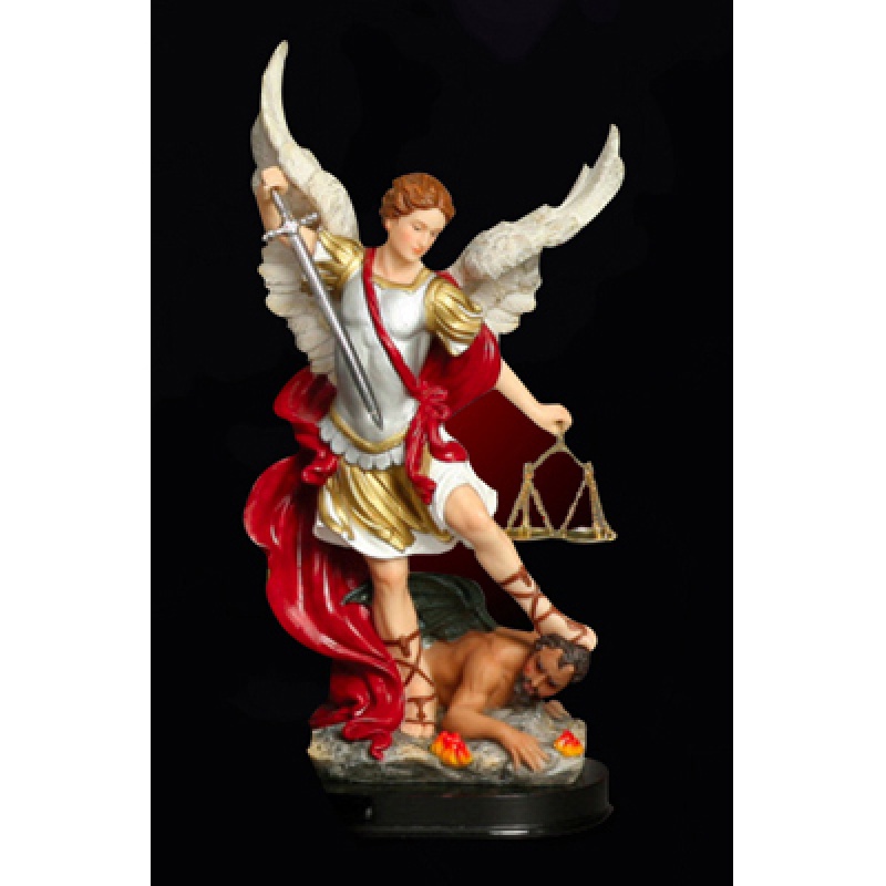 LUCIANA SERIES 12" WOODEN BASE ST MICHAEL